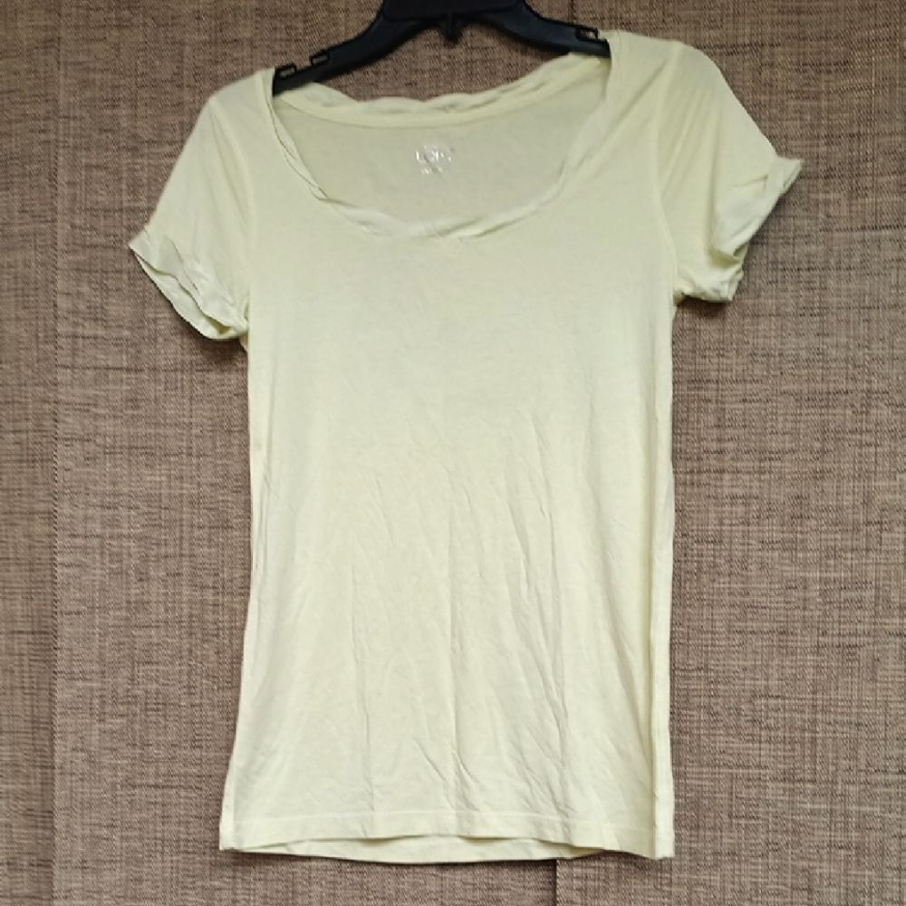 LOFT Pale Yellow Fitted Short Sleeve Tee
